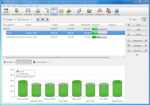 Alzex Personal Finance software 5.6 screenshot